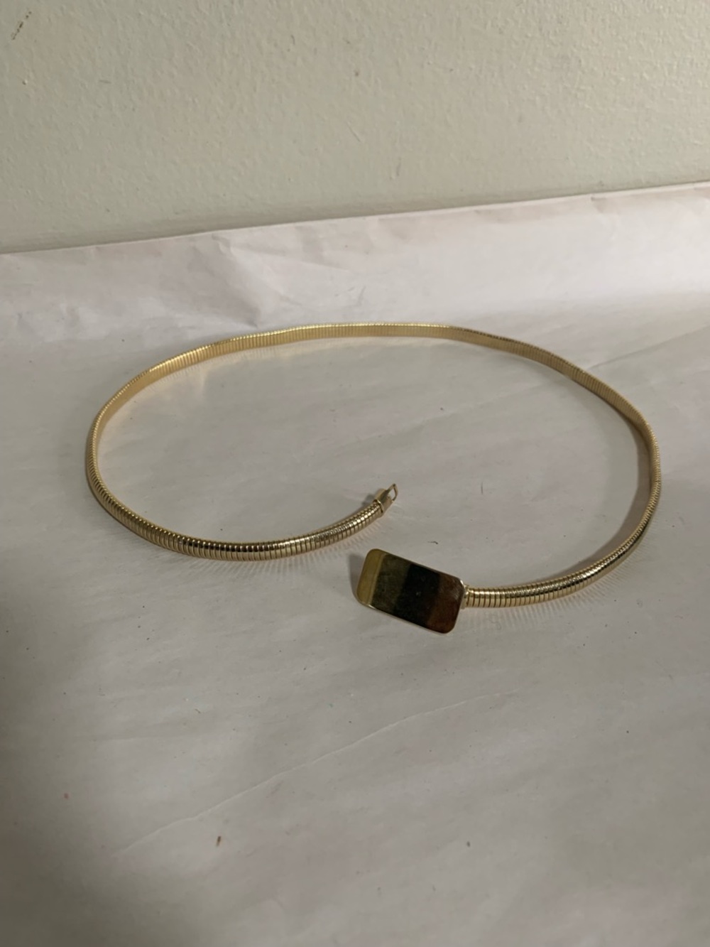 Vintage Gold Tone Omega Tubogas Stretch Belt 26” Metallic Coil Chain Retro Glam